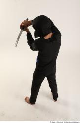 Man Young Athletic White Fighting with knife Standing poses Casual